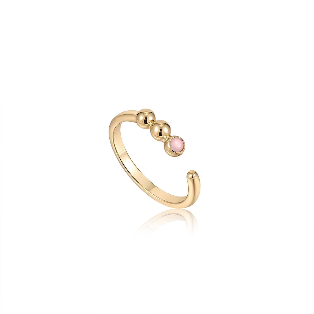 Ania Haie Gold Orb Rose Quartz Adjustable Ring Rings Ania Haie 