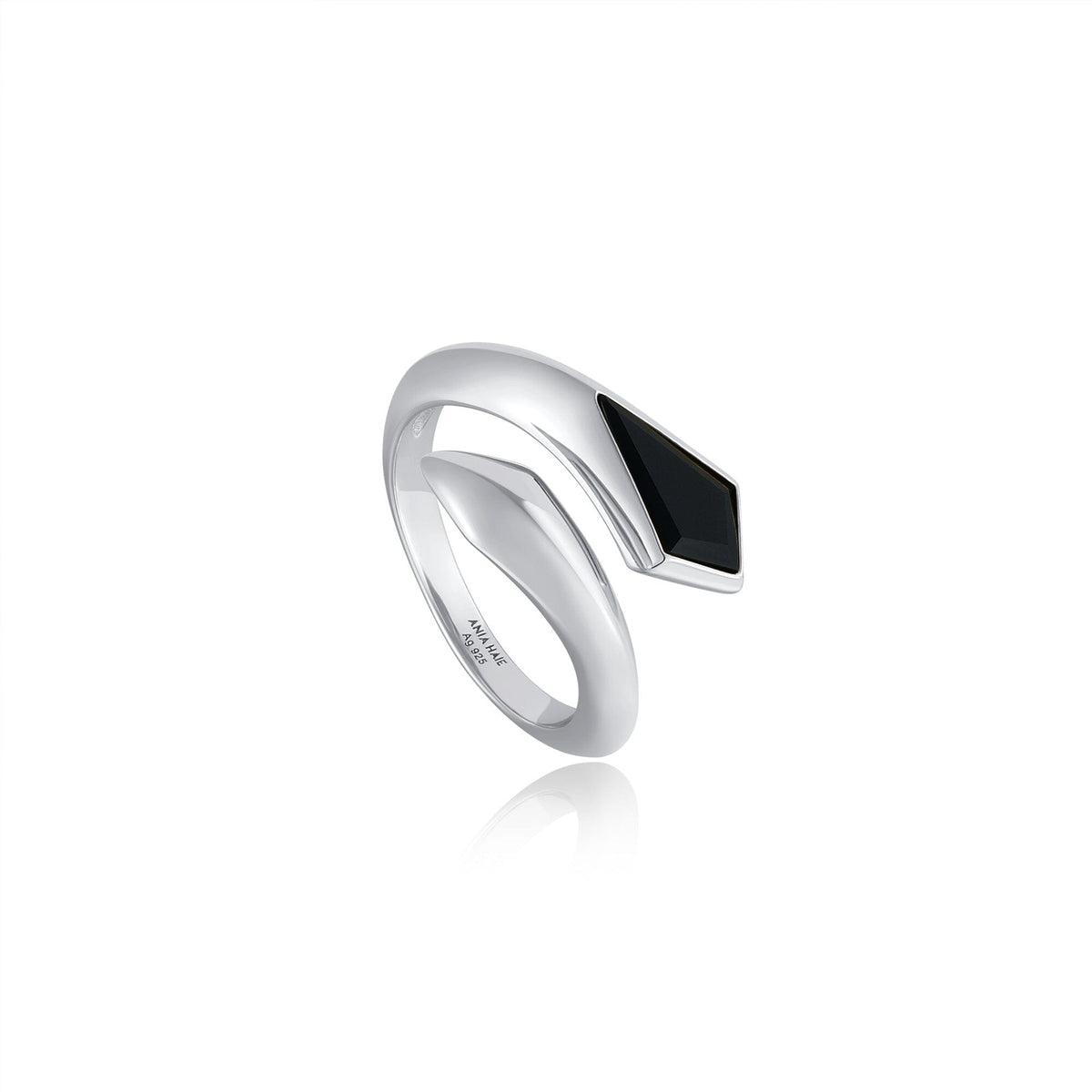 Ania Haie Silver Black Agate Adjustable Wrap Rings Rings Ania Haie 