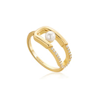 Ania Haie Gold Pearl Sparkle Interlock Rings Rings Ania Haie 