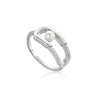 Ania Haie Silver Pearl Sparkle Interlock Rings Rings Ania Haie 
