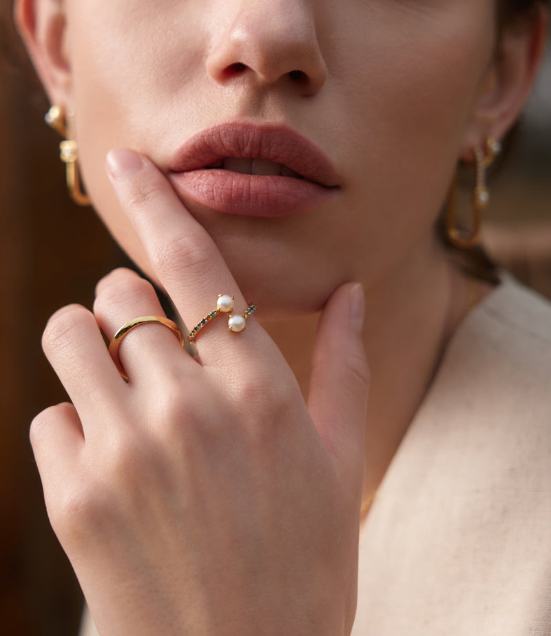 Ania Haie Gold Gem Pearl Adjustable Wrap Rings Rings Ania Haie 