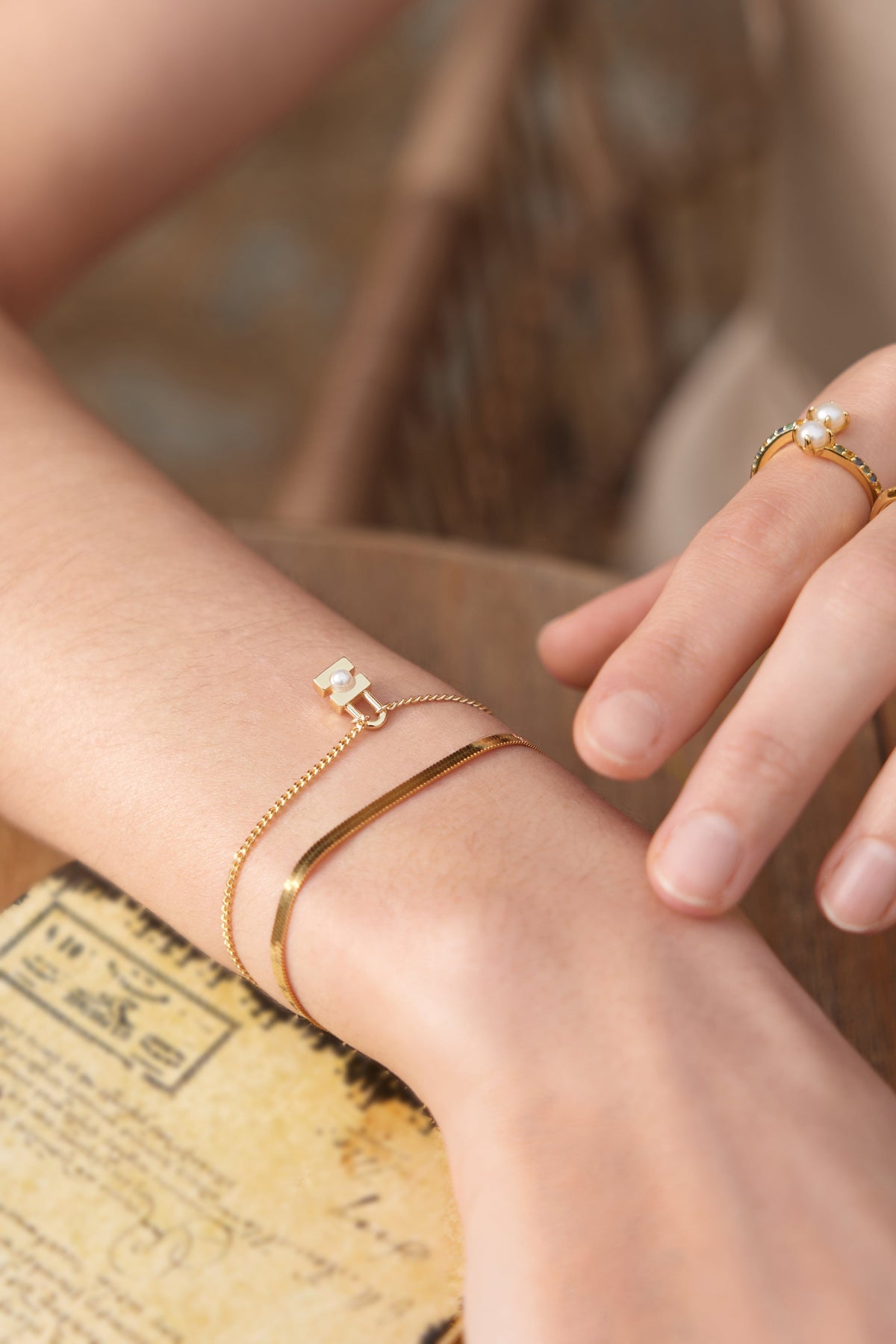 Ania Haie Gold Pearl Padlock Bracelet Bracelets Ania Haie 