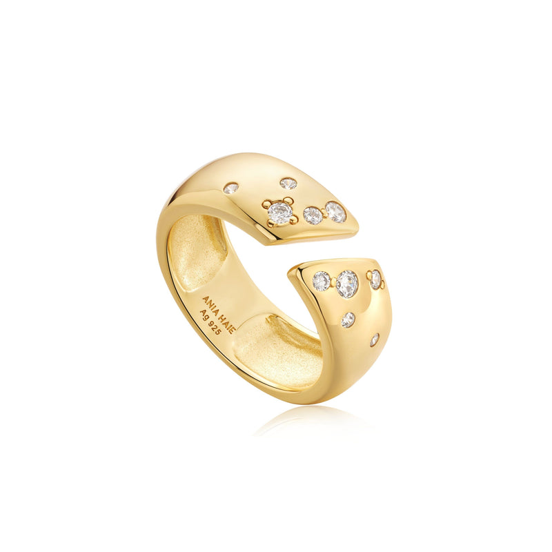 Ania Haie Gold Sparkle Wide Adjustable Rings Rings Ania Haie 