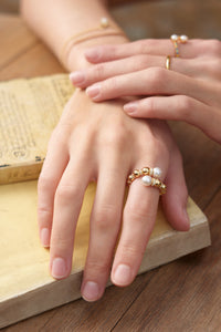 Ania Haie Gold Pearl Sparkle Adjustable Wrap Rings Rings Ania Haie 