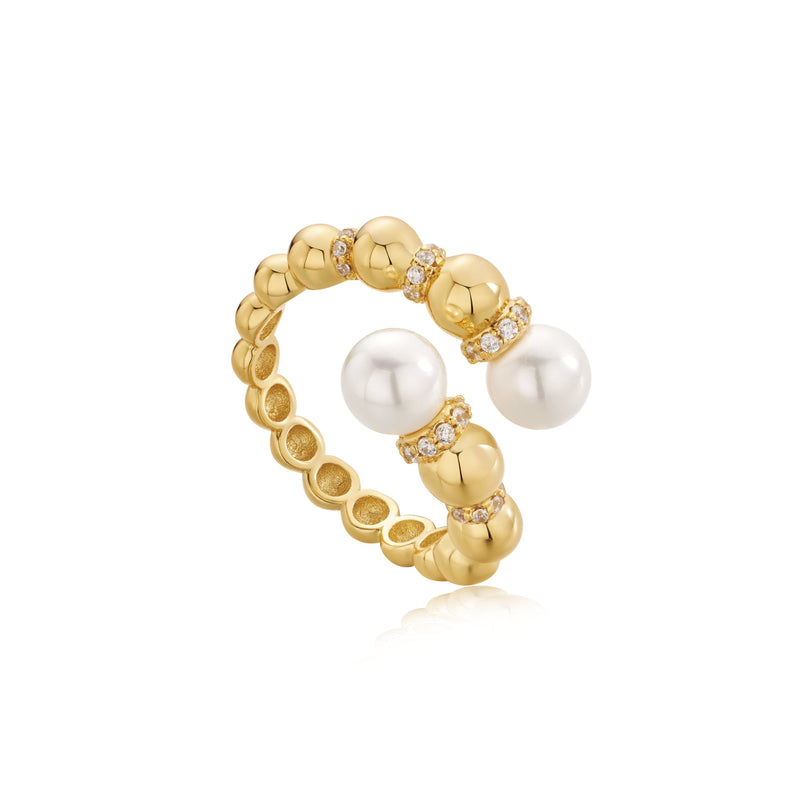 Ania Haie Gold Pearl Sparkle Adjustable Wrap Rings Rings Ania Haie 