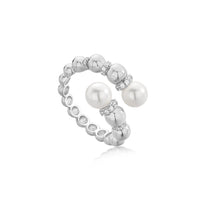 Ania Haie Silver Pearl Sparkle Adjustable Wrap Rings Rings Ania Haie 
