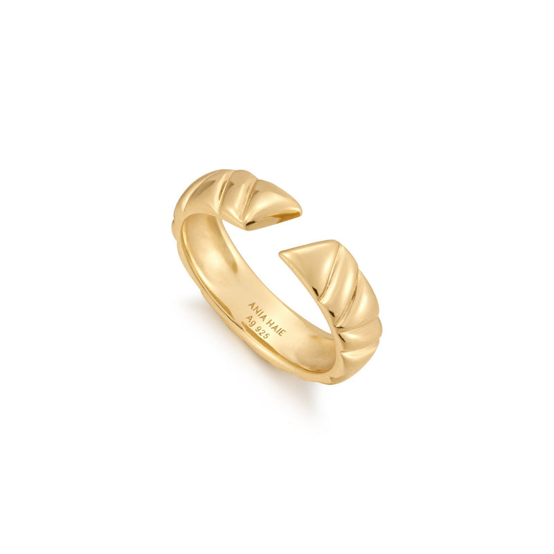 Ania Haie Gold Irregular Twill Adjustable Ring Rings Ania Haie 
