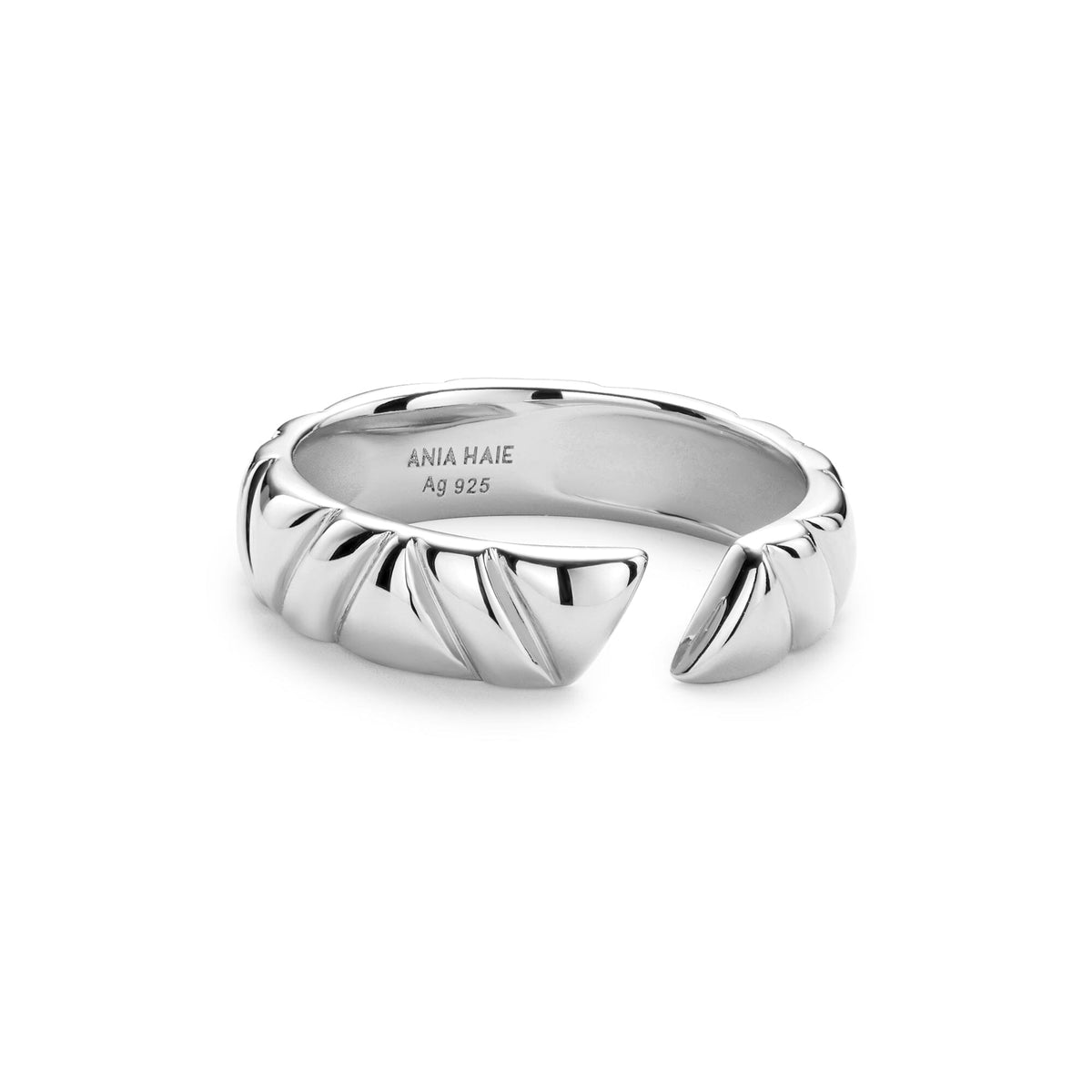 Ania Haie Silver Irregular Twill Adjustable Ring Rings Ania Haie 