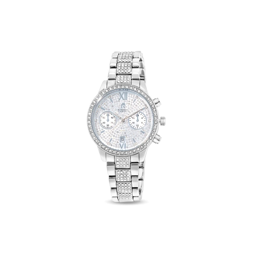 Roberto Carati Brandy Silver Toned Crystal Women's Watch M9077-V1 Watches Roberto Carati 