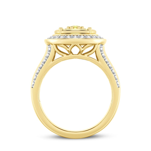 Meera Halo Bezel Set Ring with 1.00ct of Yellow Laboratory Grown Diamonds in 9ct Yellow Gold Rings Bevilles 