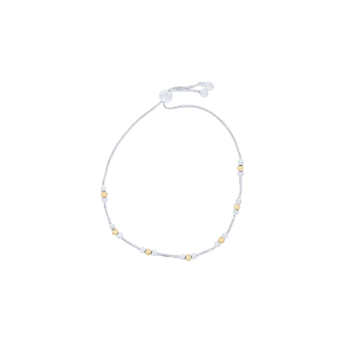 25.5cm Two Tone Ball Station Bolo Bracelet in Sterling Silver Bracelets Bevilles 