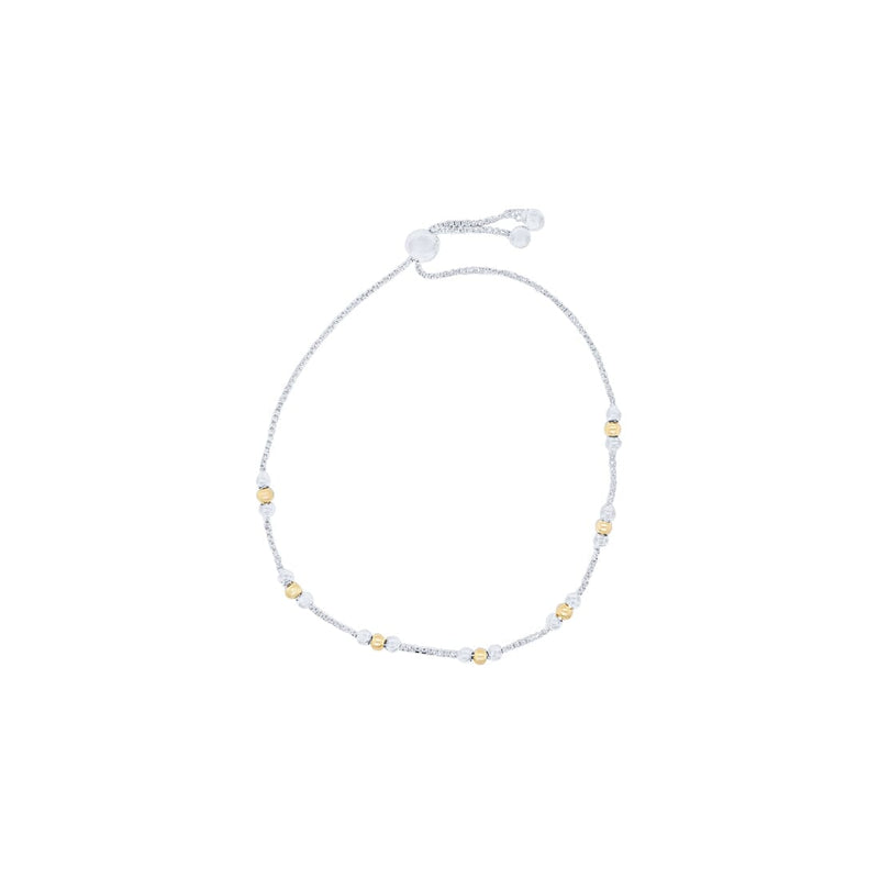 25.5cm Two Tone Ball Station Bolo Bracelet in Sterling Silver Bracelets Bevilles 