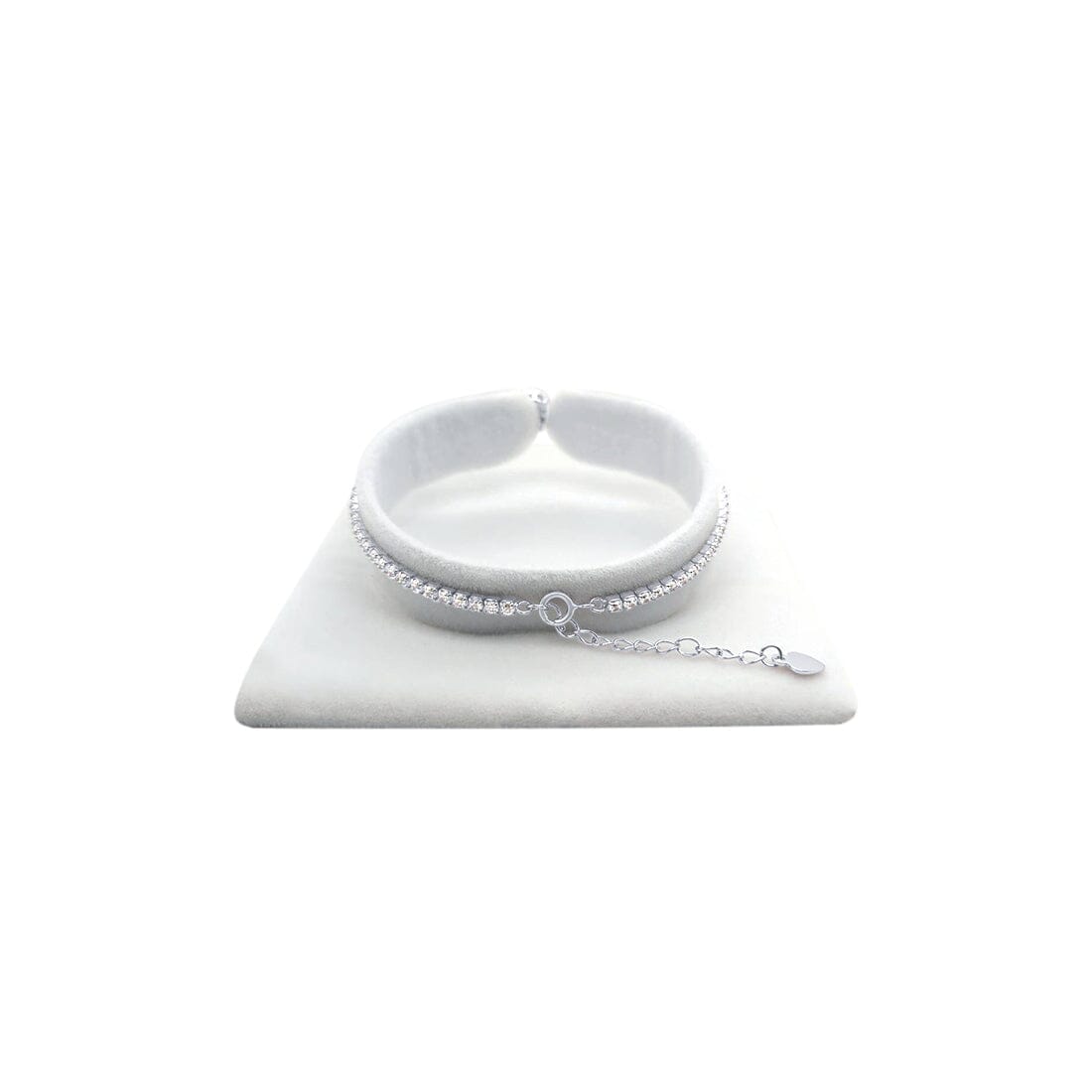 18cm Cluster Halo Tennis Bracelet with Cubic Zirconia in Sterling Silver Bracelets Bevilles 