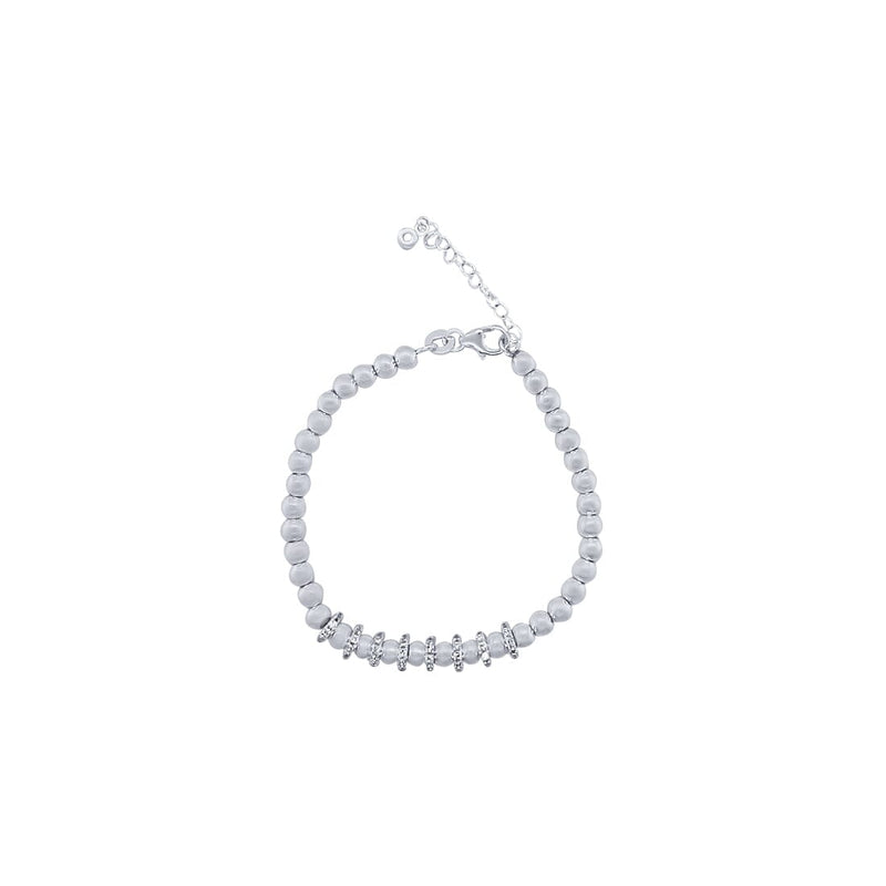 16cm Ball and Station Bracelet with Cubic Zirconia in Sterling Silver Bracelets Bevilles 