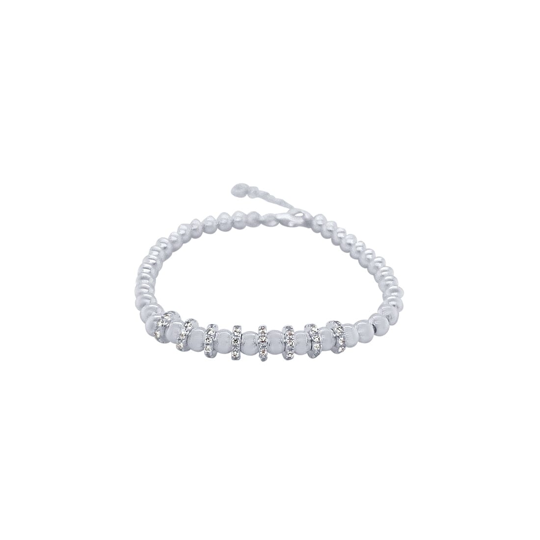 16cm Ball and Station Bracelet with Cubic Zirconia in Sterling Silver Bracelets Bevilles 