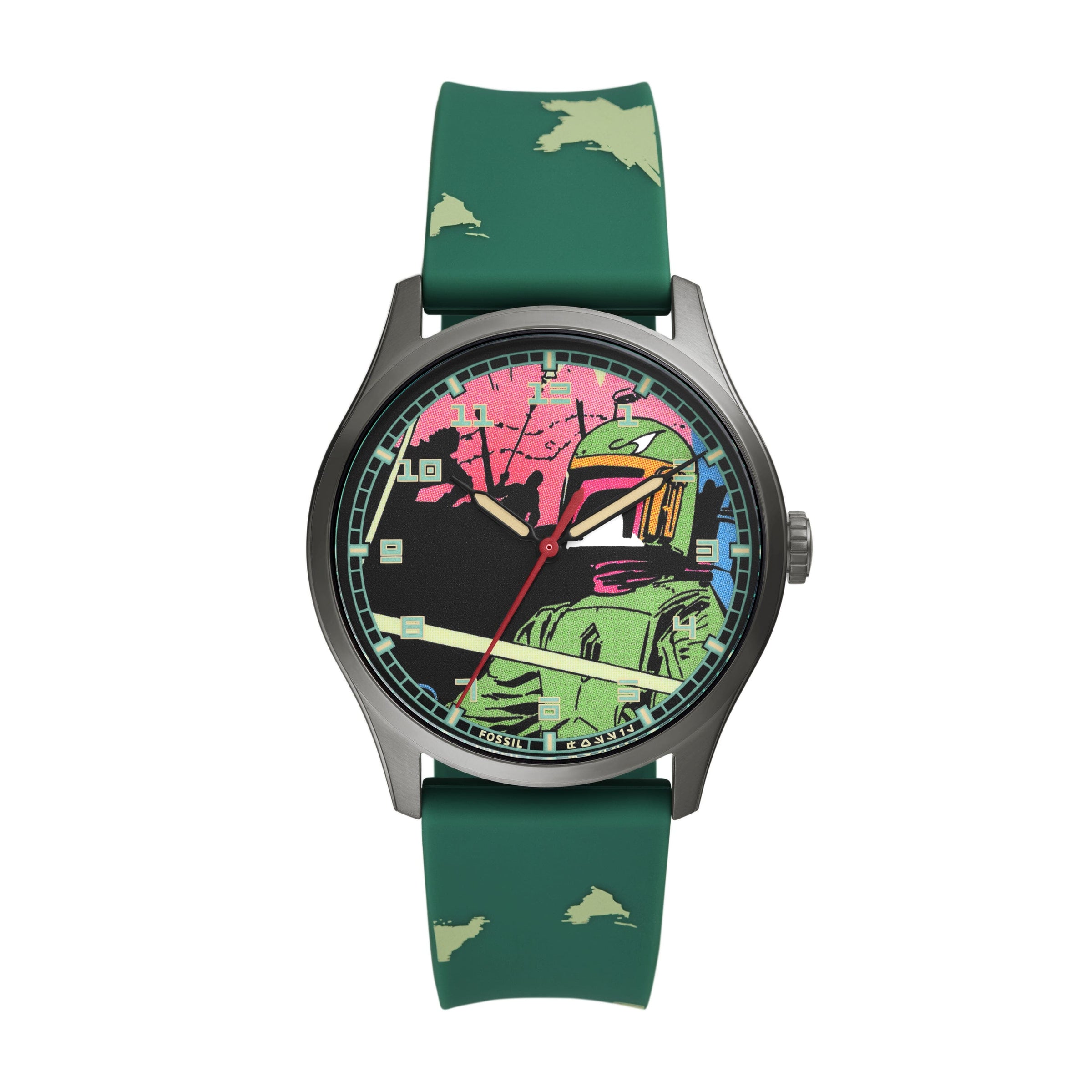 Fossil Special Edition Star Wars Boba Fett Three-Hand Green Silicone Watch SE1106 Watches Fossil 