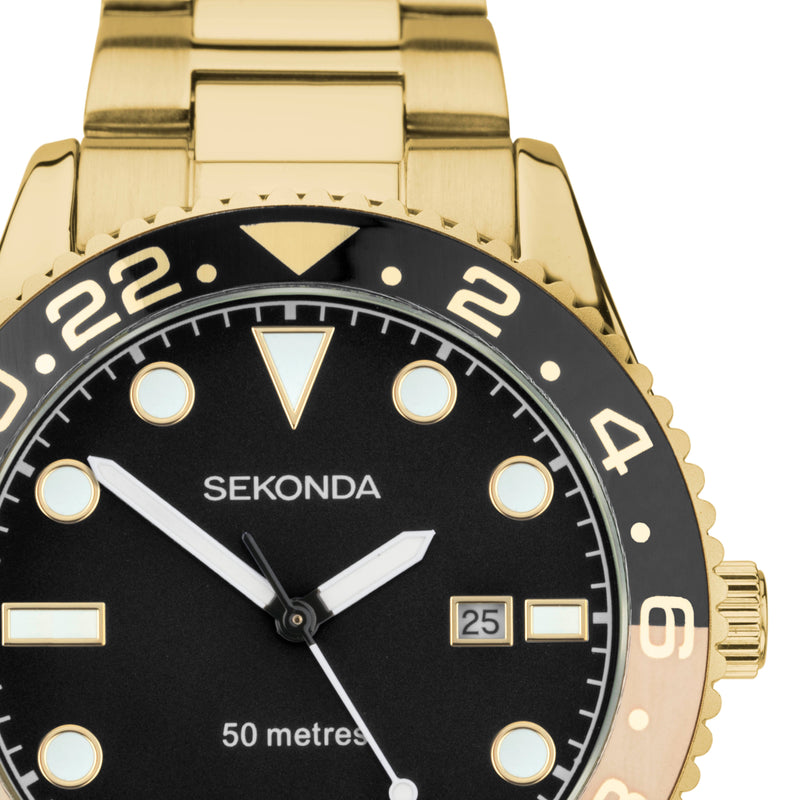 Sekonda Ocean Gold & Black Watch - SK30198 Watches Sekonda 