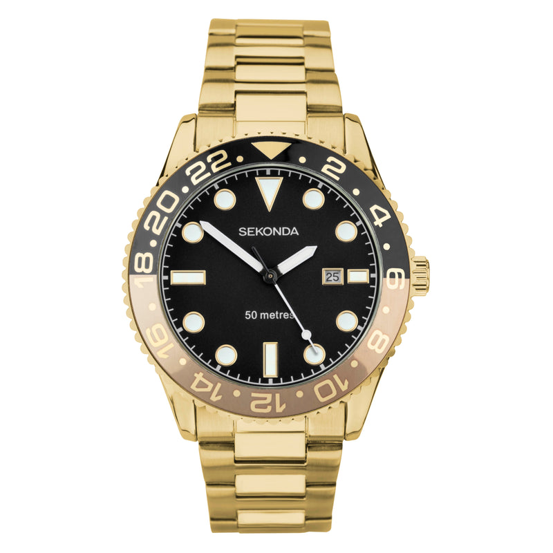 Sekonda Ocean Gold & Black Watch - SK30198 Watches Sekonda 