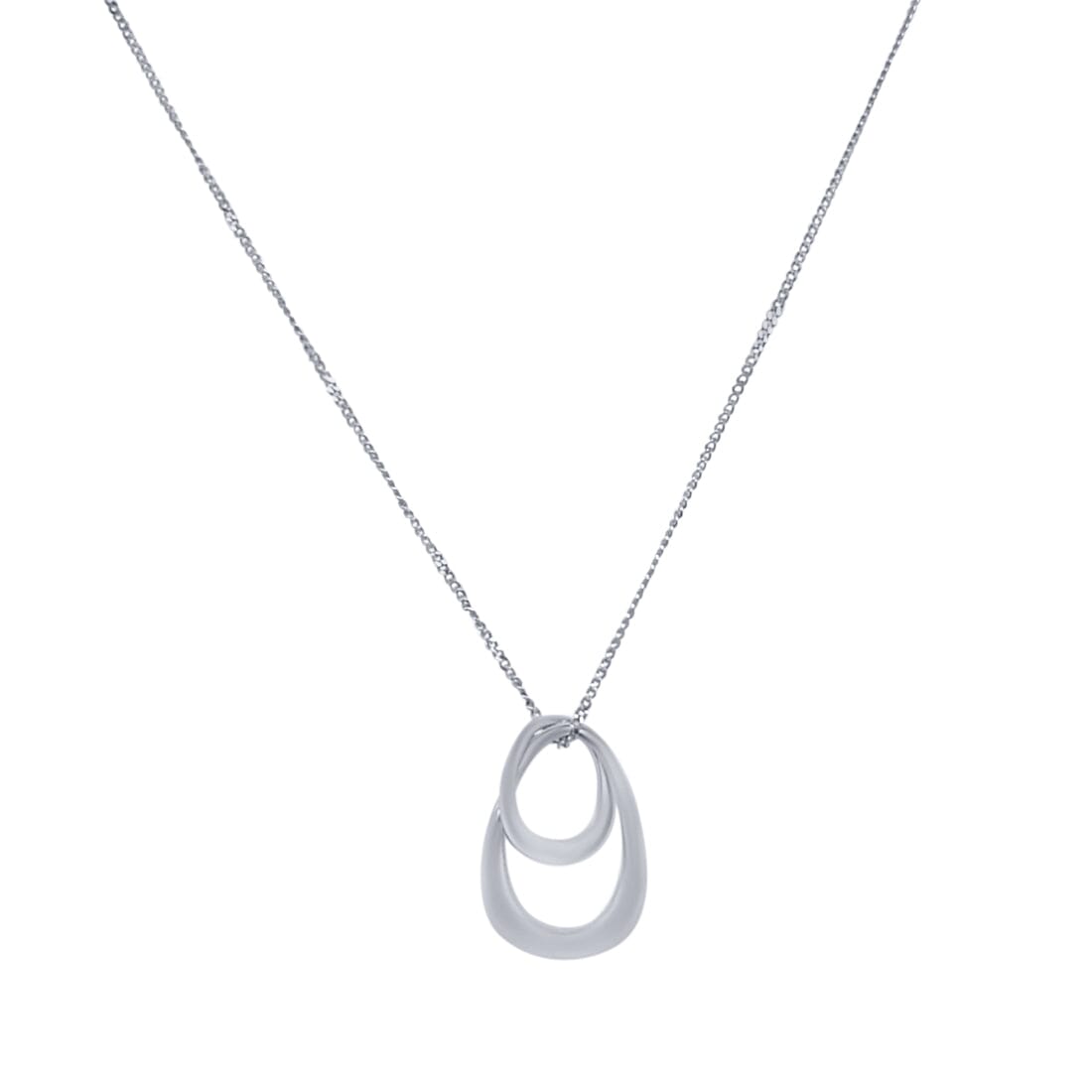 45cm Plain Double Open Swirl Necklace in Sterling Silver Necklaces Bevilles 