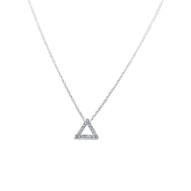 45cm Open Triangle Necklace with Cubic Zirconia in Sterling Silver Necklaces Bevilles 