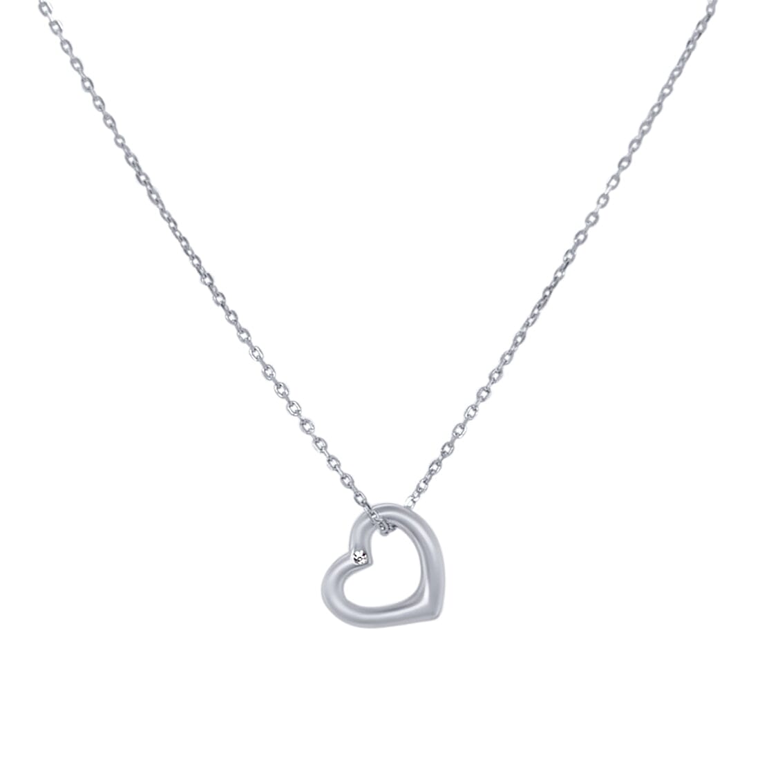 Heart Necklace with Cubic Zirconia in Sterling Silver Necklaces Bevilles 