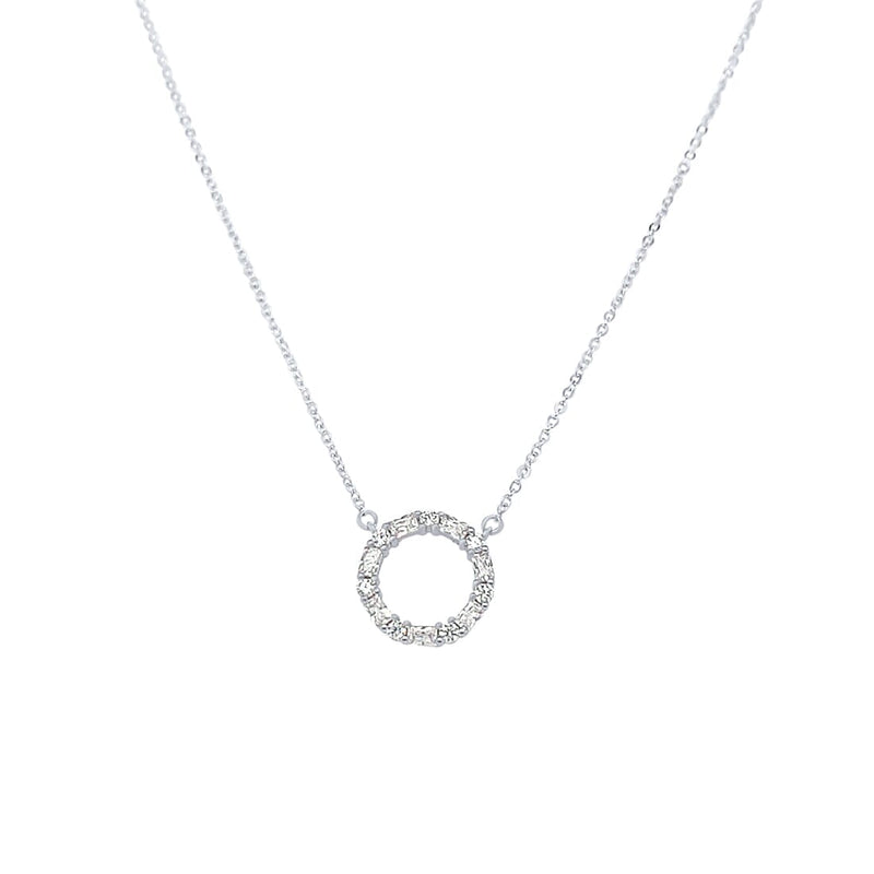 45cm Open Circle Necklace with Cubic Zirconia in Sterling Silver Necklaces Bevilles 