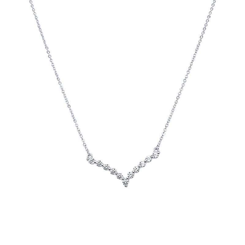 45cm Tennis V Necklace in Sterling Silver Necklaces Bevilles 