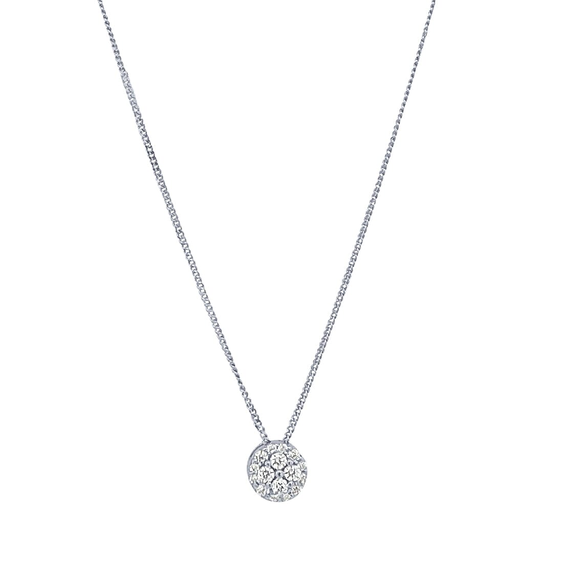 Pave Round Dome Necklace with Cubic Zirconia in Sterling Silver