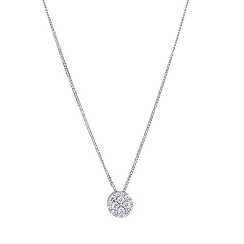 Pave Round Dome Necklace with Cubic Zirconia in Sterling Silver Necklaces Bevilles 