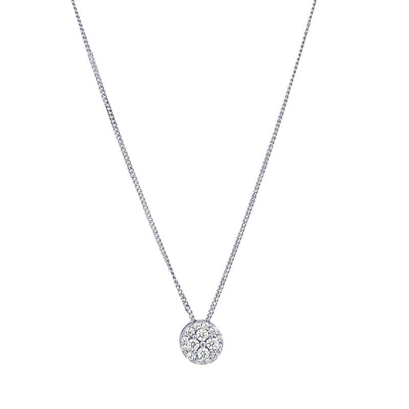 Pave Round Dome Necklace with Cubic Zirconia in Sterling Silver Necklaces Bevilles 