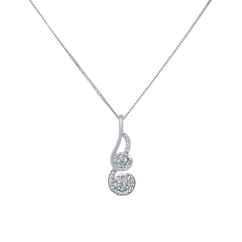 45cm Double Flow Swirl Necklace with Cubic Zirconia in Sterling Silver Necklaces Bevilles 