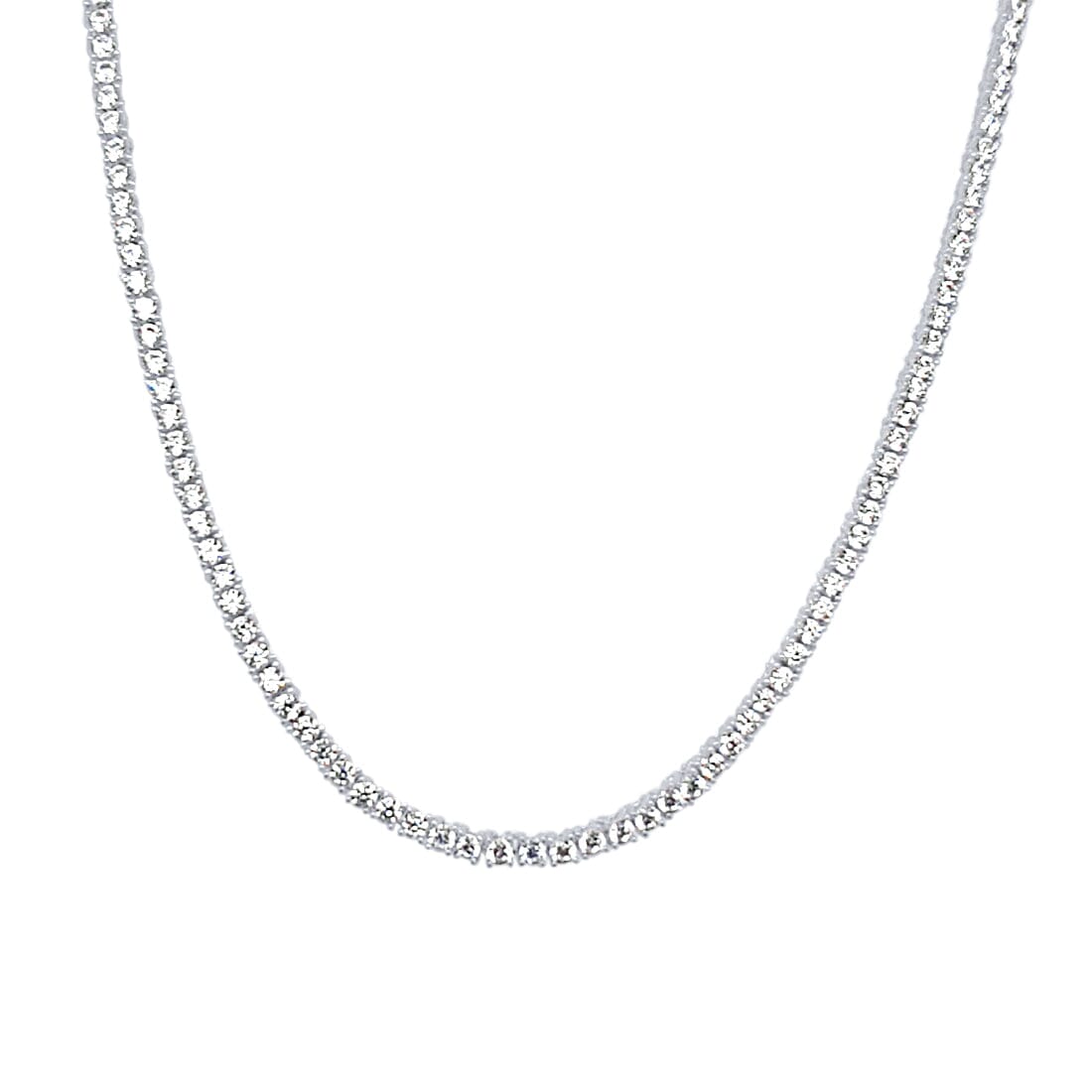 41cm Tennis Necklace with Cubic Zirconia in Sterling Silver Necklaces Bevilles 