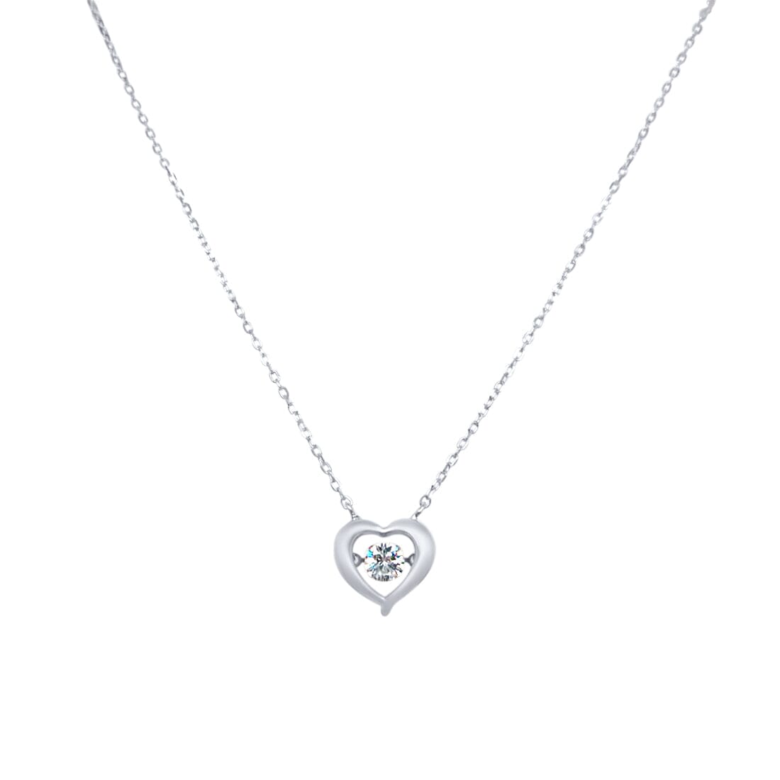45cm Plain Open Heart Pendant Necklace with Cubic Zirconia in