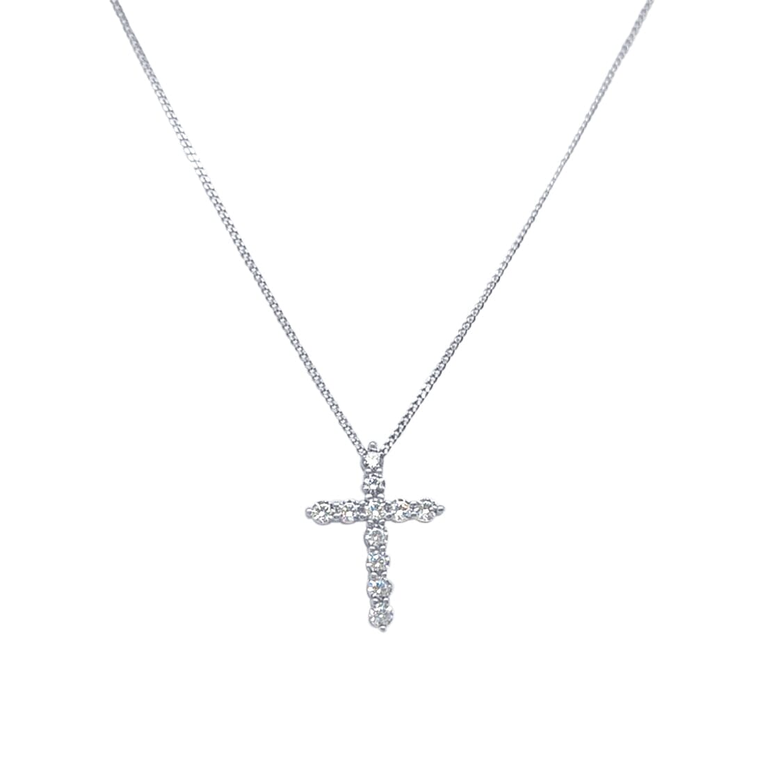 Cross Necklace with Cubic Zirconia in Sterling Silver Necklaces Bevilles 