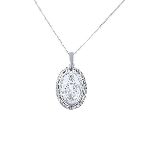 45cm St. Christopher Necklace with Cubic Zirconia in Sterling Silver Necklaces Bevilles 