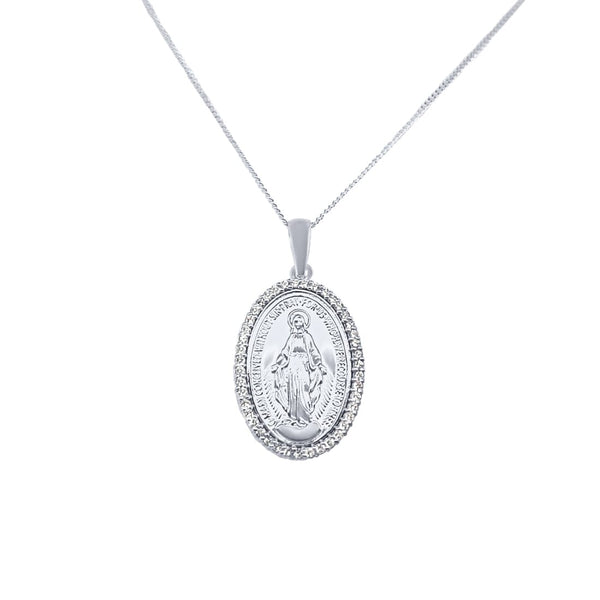45cm St. Christopher Necklace with Cubic Zirconia in Sterling Silver