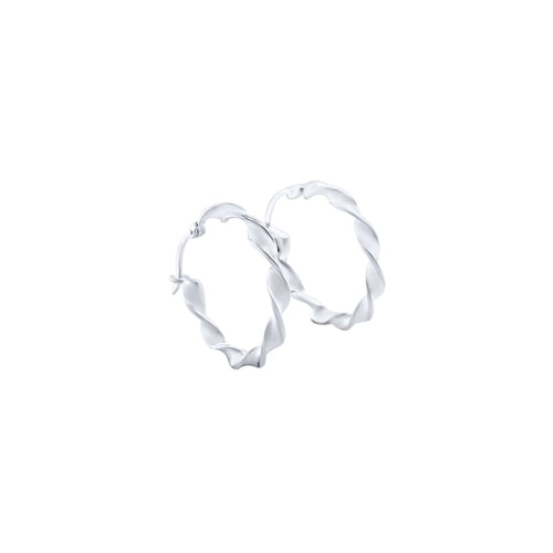 25mm Plain Flat Twist Hoop Earrings in Sterling Silver Earrings Bevilles 