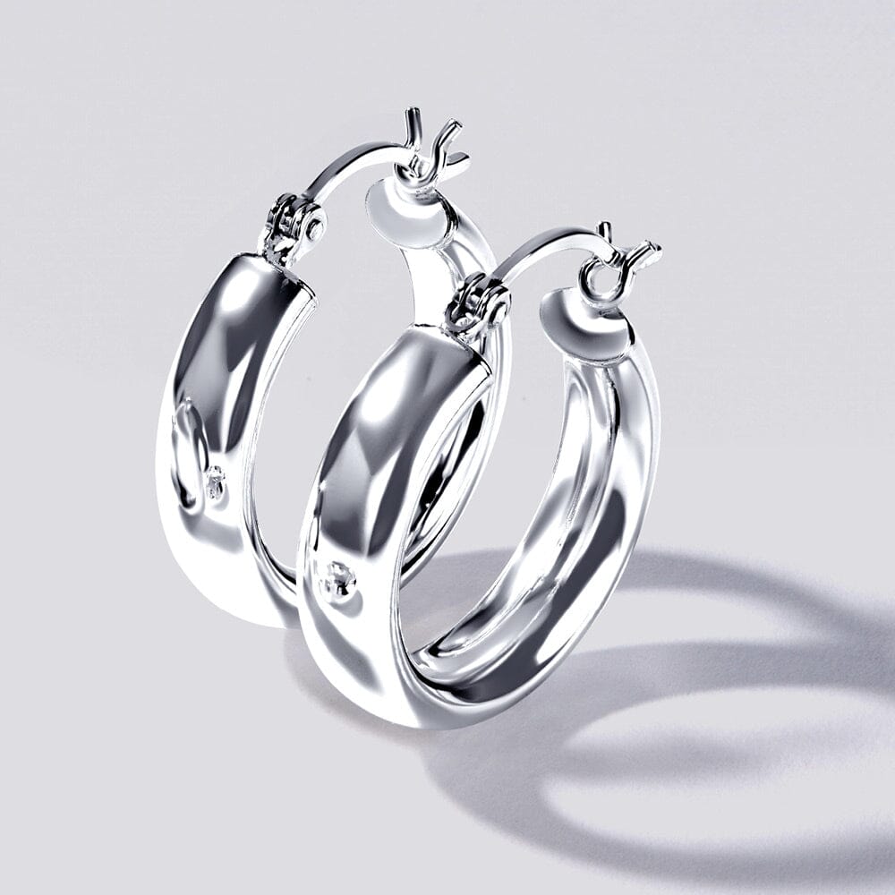 Half Round Hoop Earrings in Sterling Silver