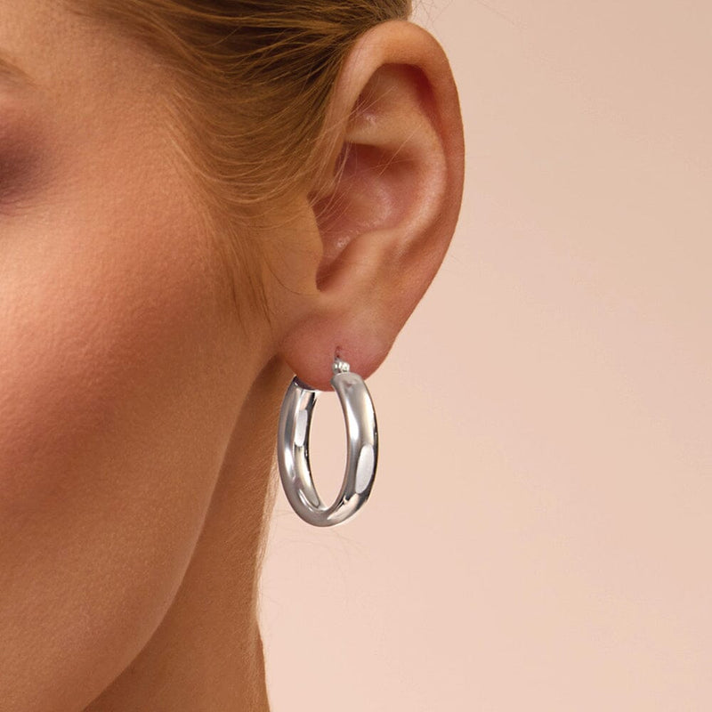 Round Hoop Earrings in Sterling Silver Earrings Bevilles 