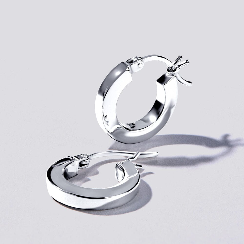Square Edge Hoop Earrings in Sterling Silver Bevilles Jewellers 