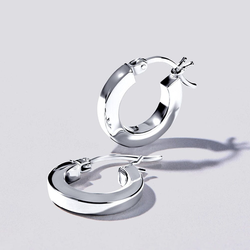 Square Edge Hoop Earrings in Sterling Silver Bevilles Jewellers 