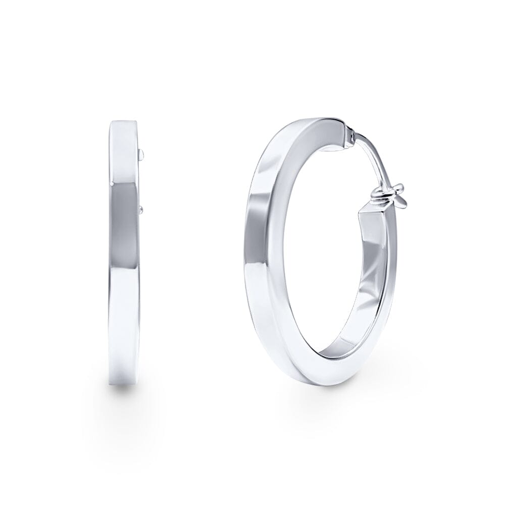 Square Edge Hoop Earrings in Sterling Silver Bevilles Jewellers 