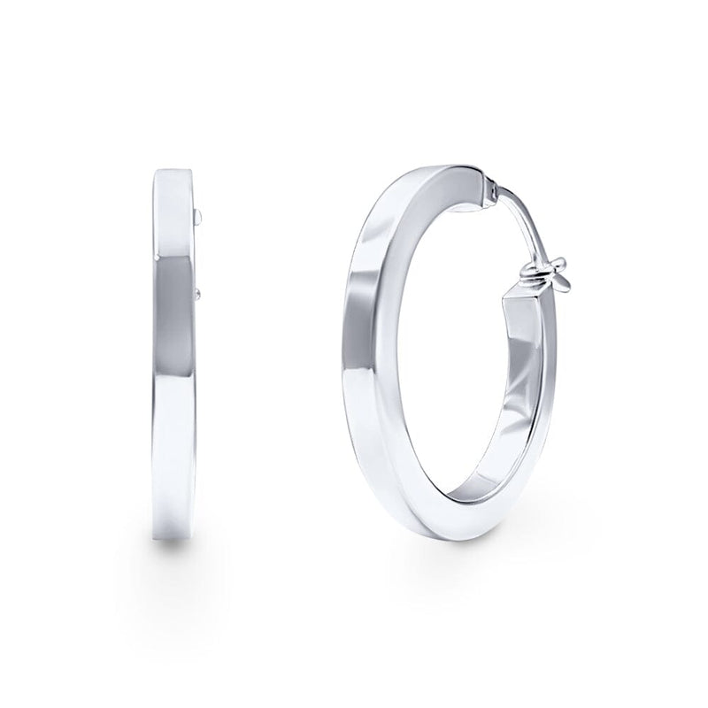 Square Edge Hoop Earrings in Sterling Silver Bevilles Jewellers 