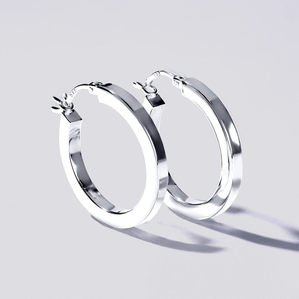 Square Edge Hoop Earrings in Sterling Silver Bevilles Jewellers 