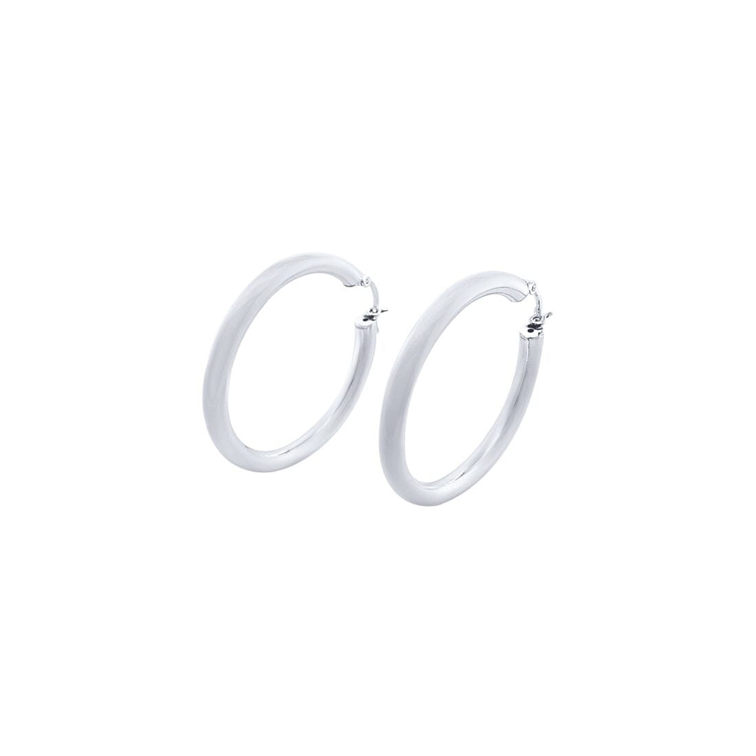 40mm Plain Hoop Earrings in Sterling Silver Earrings Bevilles 