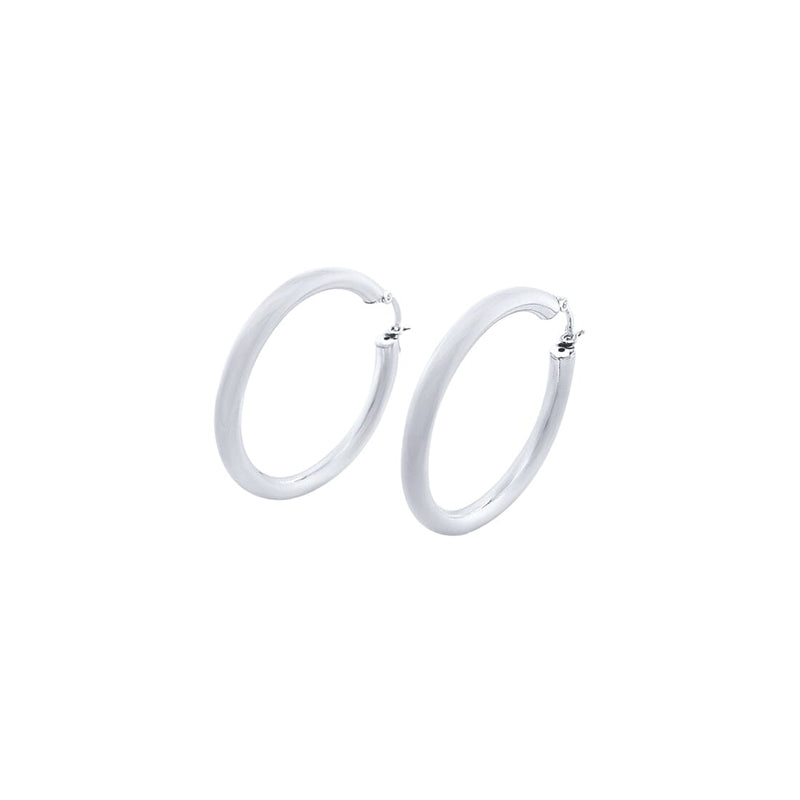 40mm Plain Hoop Earrings in Sterling Silver Earrings Bevilles 