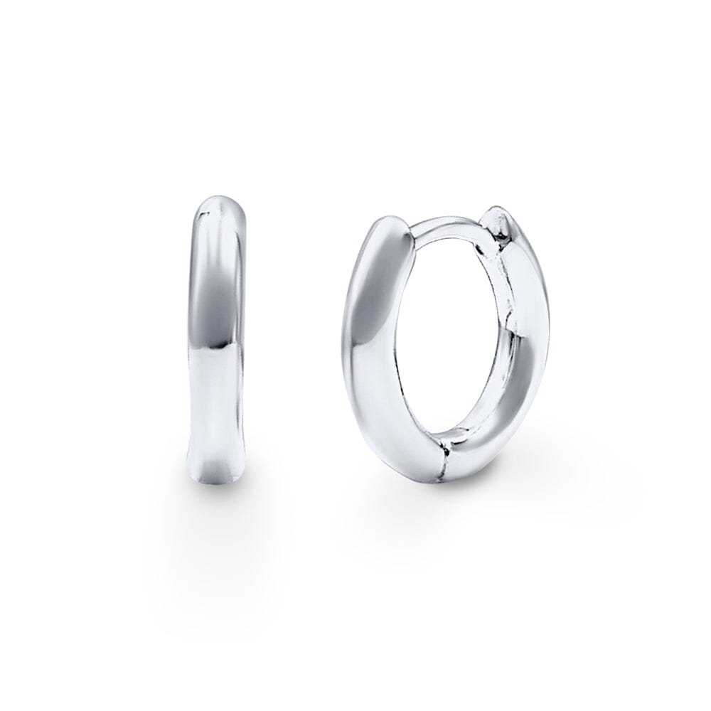 Round Tube Huggie Earrings in Sterling Silver Bevilles Jewellers 
