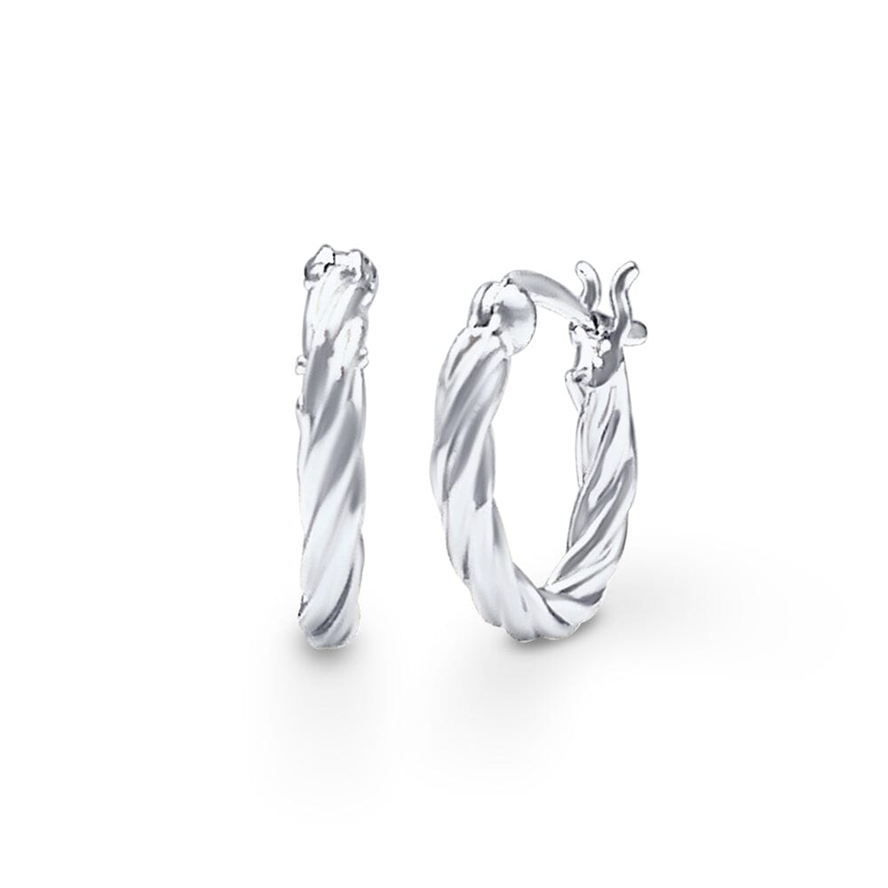 Plain Tight Twist Hoop Earrings in Sterling Silver Bevilles Jewellers 