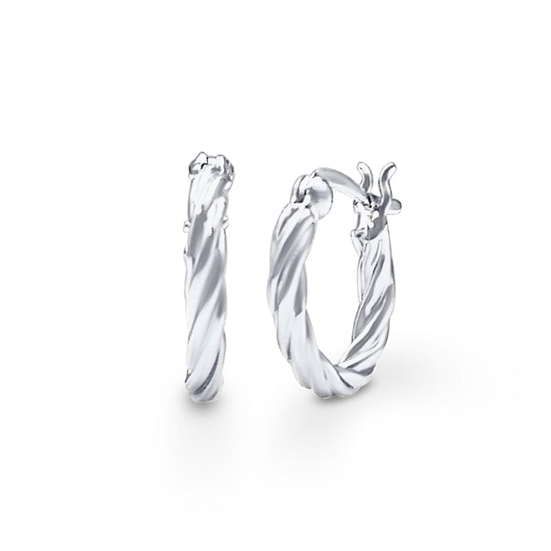 Plain Tight Twist Hoop Earrings in Sterling Silver Bevilles Jewellers 