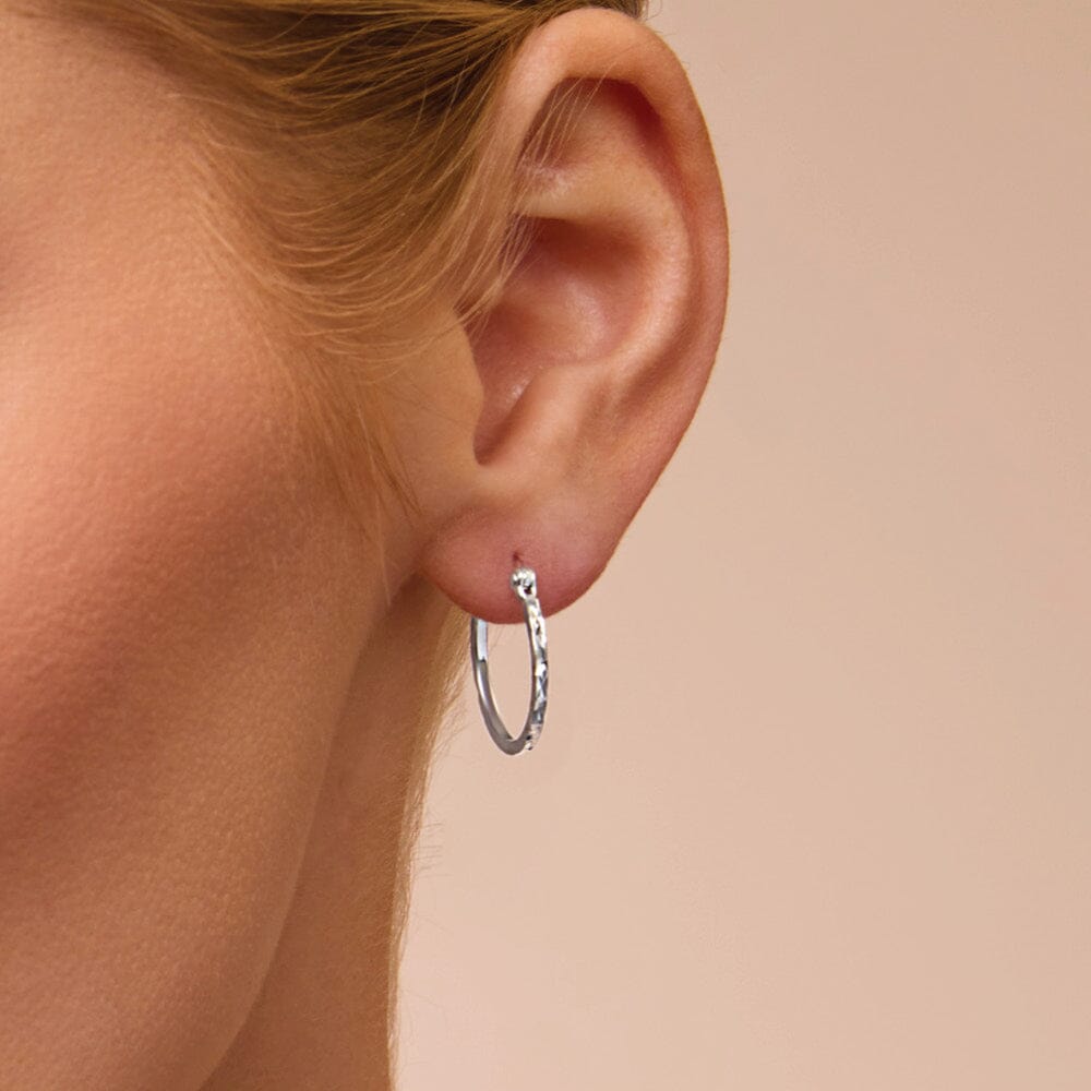 Square Edge Hoop Earrings in Sterling Silver Earrings Bevilles 